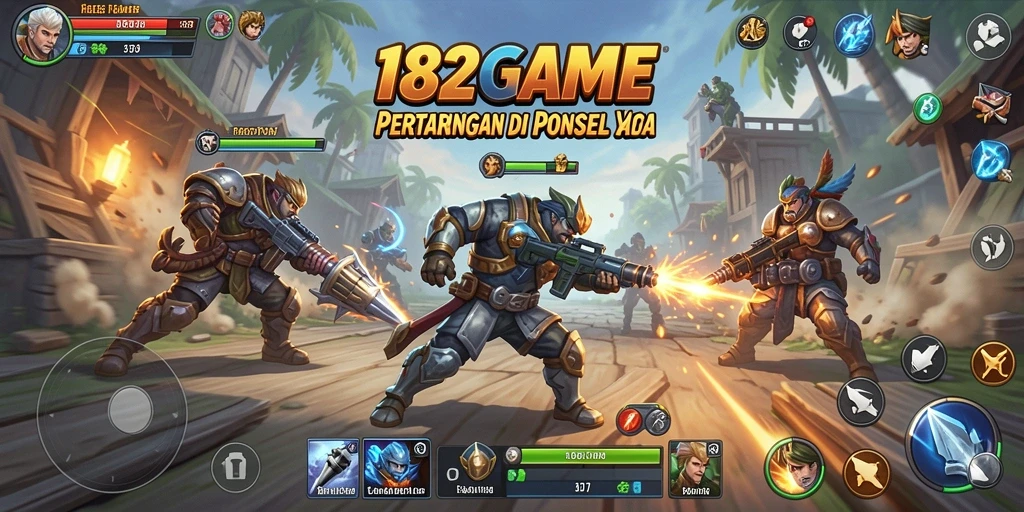 Screenshot gameplay pertarungan seru di 182GAME menampilkan karakter yang sedang bertarung.
