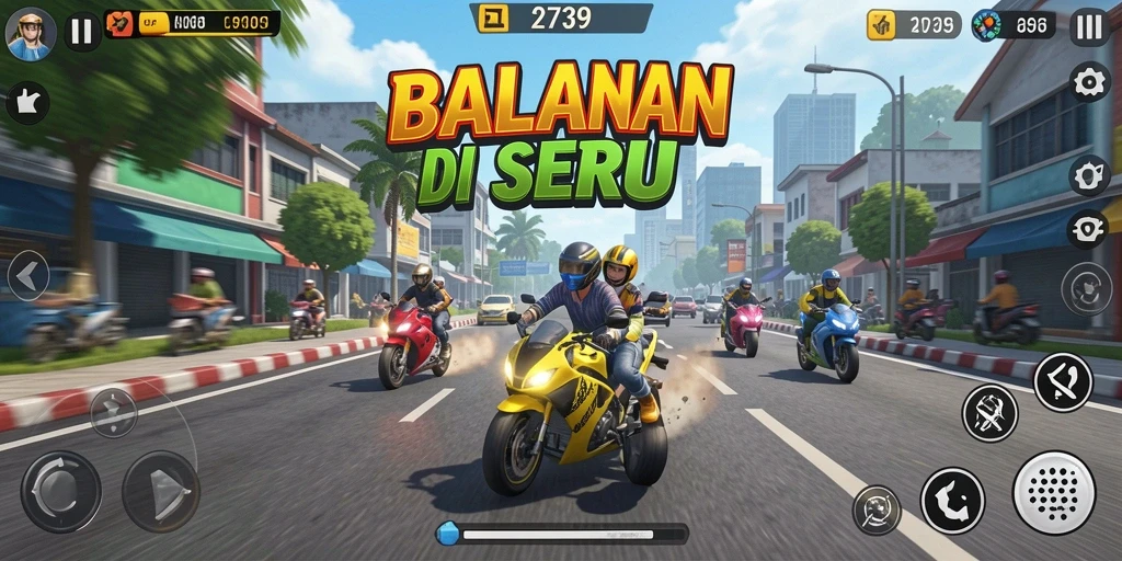 Tampilan aksi balapan yang mendebarkan dari game 2739.