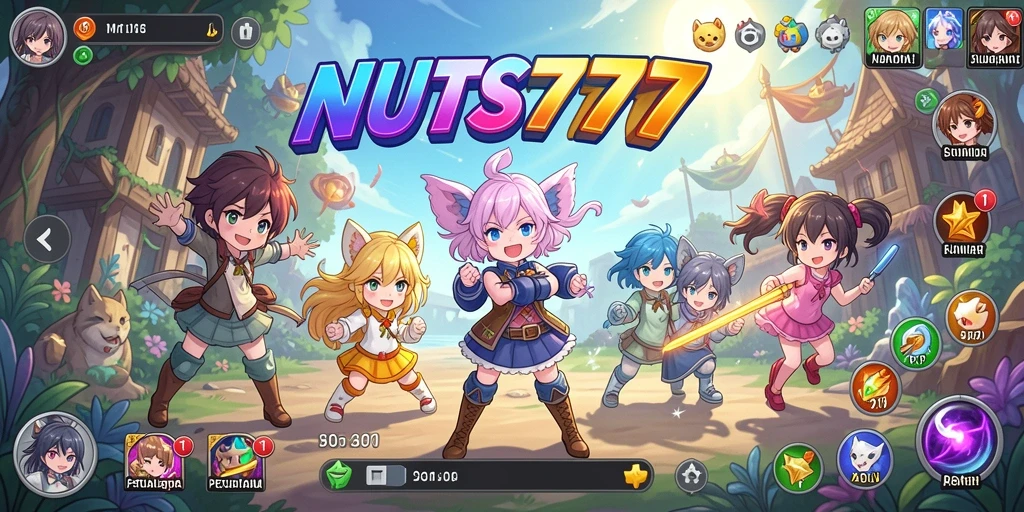 Screenshot NUTS777 menampilkan momen seru dalam pertarungan karakter Anime.