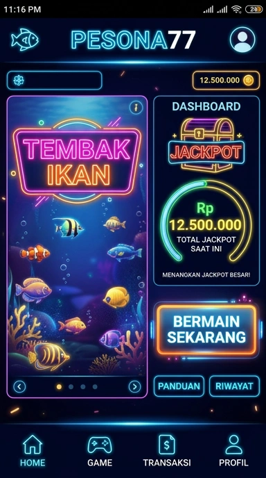 Tampilan antarmuka aplikasi Pesona77 yang ramah pengguna.
